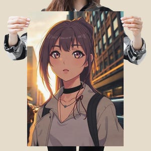 Anime Wall Art Poster, Aesthetic Vertical Print, Otaku Room Decor, Japanese Manga-Inspired Illustration, Cute Anime Girl, Bedroom Art Gift