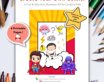 Kids Comic Book Kit: Create Your Own Comic, Printable Activity (PDF Download)