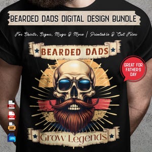 Pacote de Pai Barbudo PNG, Arquivos em PDF e EPS, Arquivos em DXF, Caveira PNG, Arquivos para Impressão de Camiseta, Caneca, Pôster, Arquivos para Impressão, Pai Engraçado PNG, Dia dos Pais para Impressão, Novo Pai