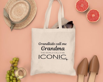 Grandma Iconic Tote Bag, Mothers day gift for grandma, New Grandma Gift, Perfect Gift for Grandma, Cool Grandma, Gift from Grandkids, Bag