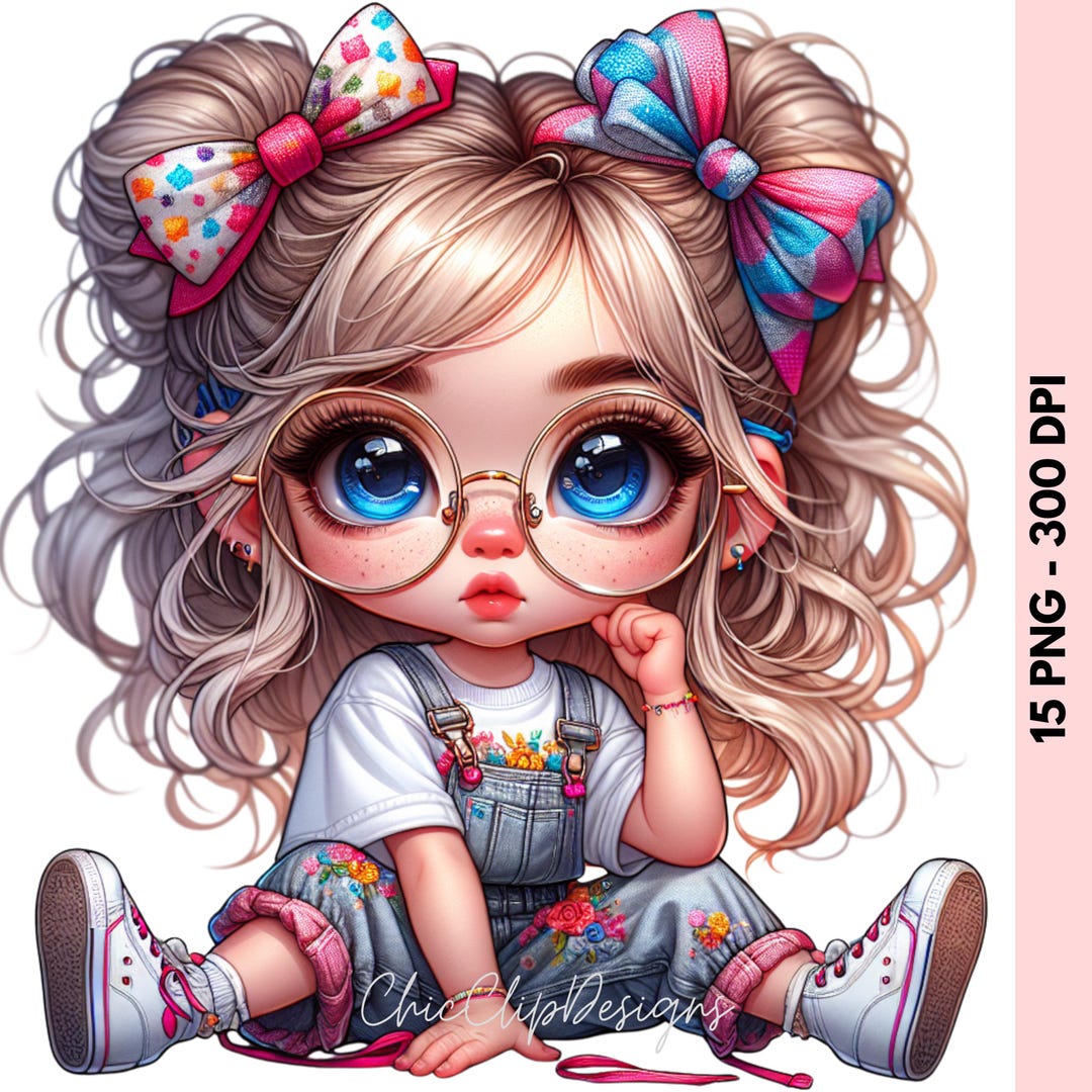15 PNG Quirky Cute Little Girl Clipart Bundle, Whimsical Illustration ...