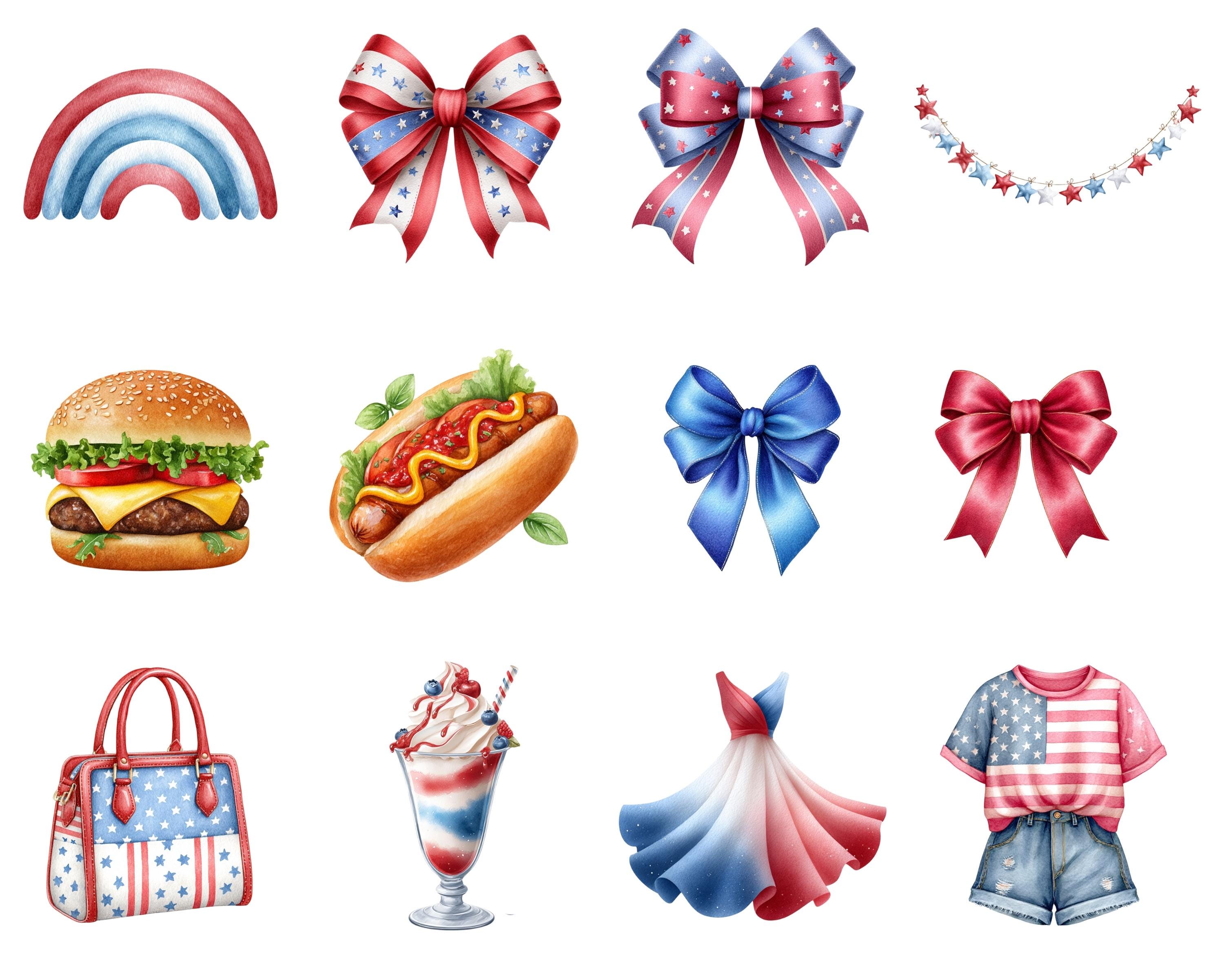 4th of July Clipart Watercolor PNG | Independence Day Fireworks, Red ...