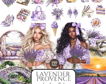Watercolor Provence Lavender Clipart, French Summer Travel PNG, Floral Clipart, Junk Journal, Digital Stickers, Scrapbook, Commercial Use
