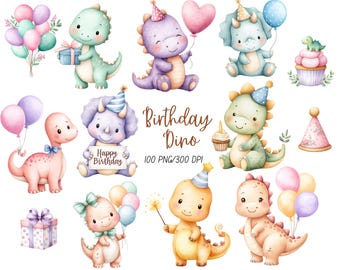 Cute Dinosaur Clipart Baby Shower Nursery Dino Birthday Digital Download PNG Printable High Quality Sublimation Illustration Dino PNG