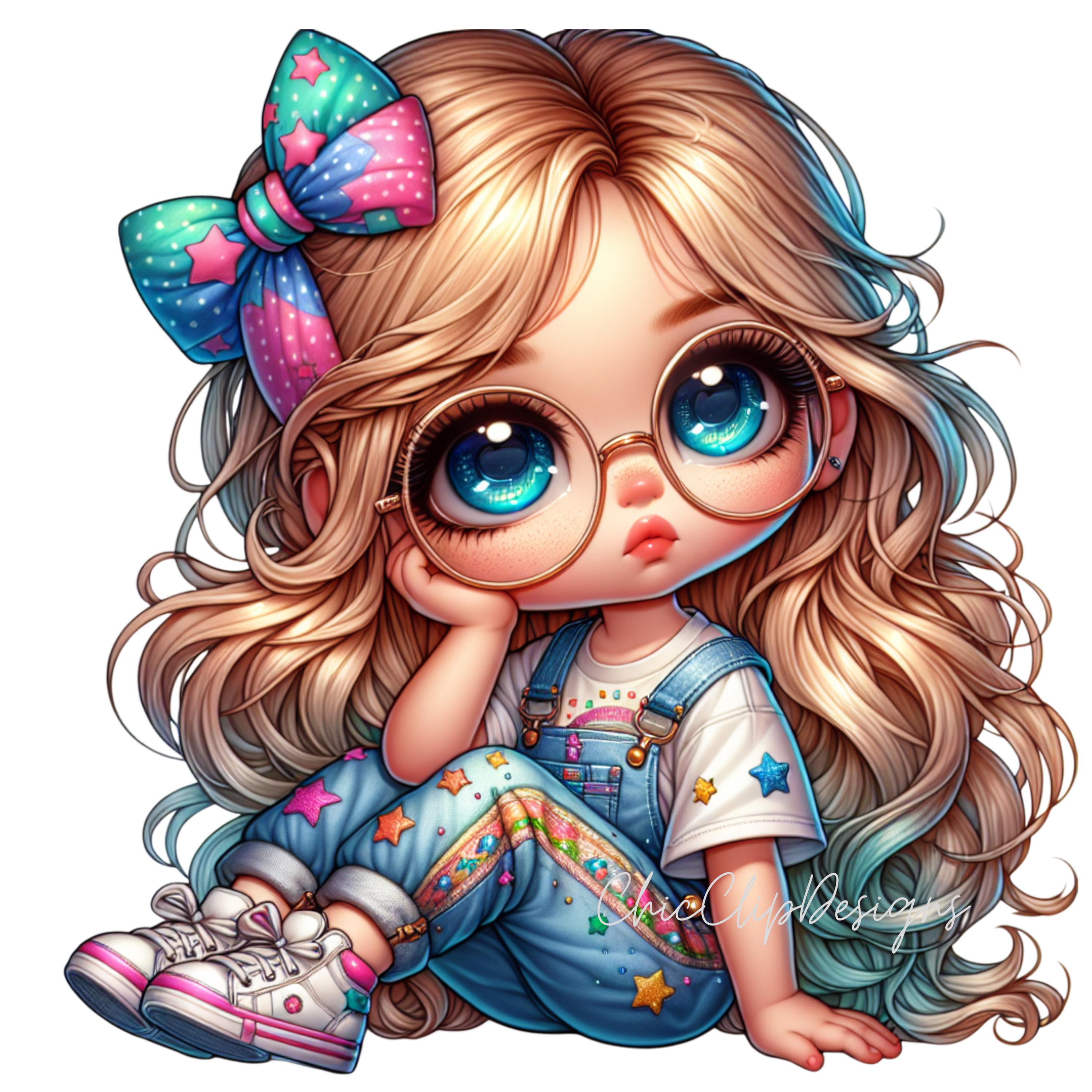 15 PNG Quirky Cute Little Girl Clipart Bundle, Whimsical Illustration ...