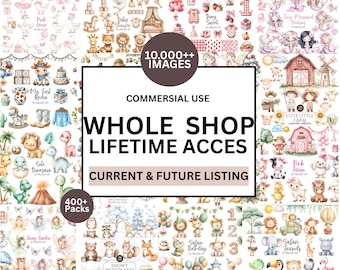 Whole Shop Clipart Bundle – All Access Watercolor PNG Mega Pack – 10.000+ Images, Lifetime Access, Commercial Use License, Future Updates