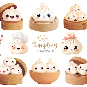Cute Dumpling Clipart, Asian Food Clipart, Little Dumpling Png, Dim Sum Clipart, Kawaii Dumplings Clipart, Food Clip Art Cute
