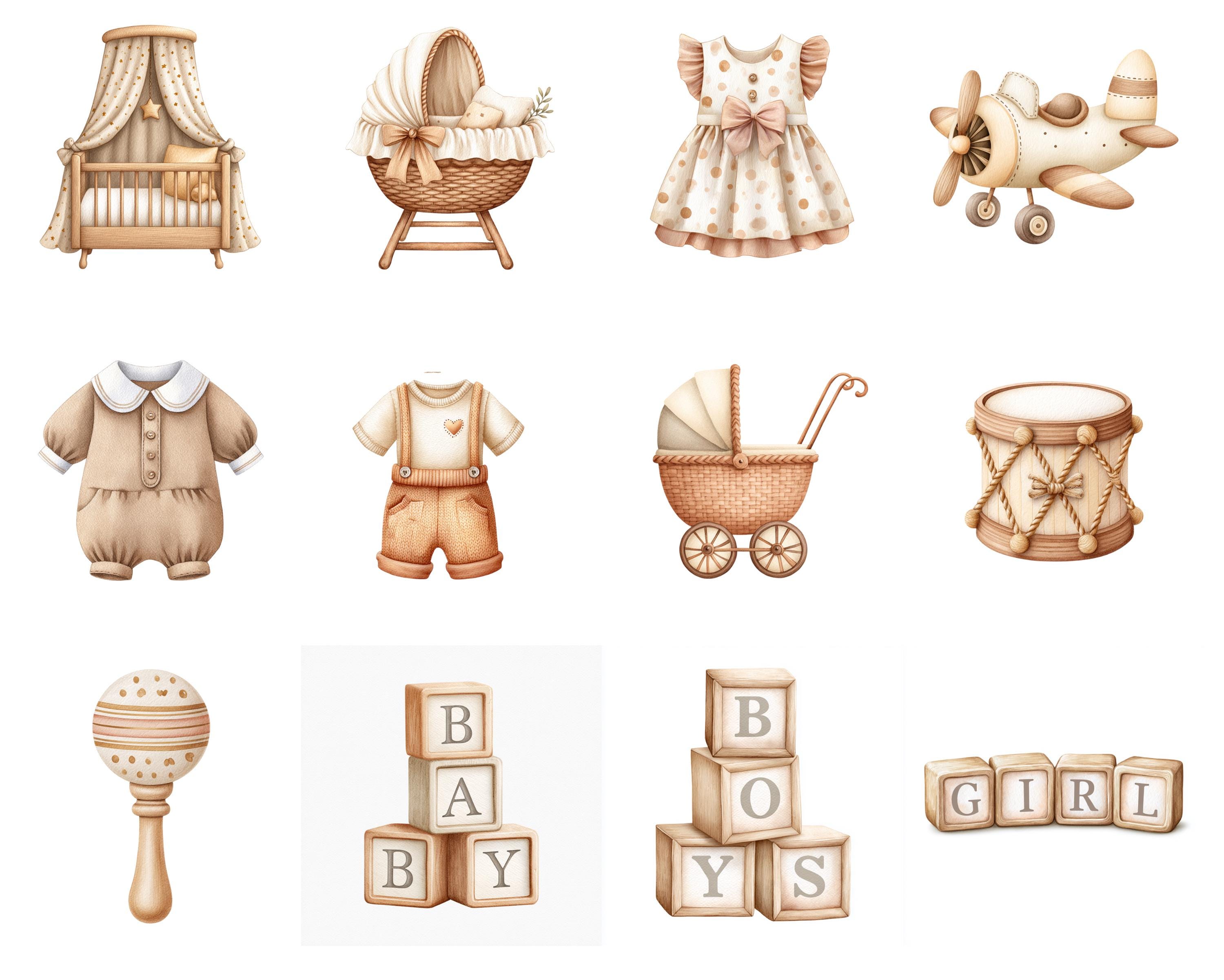 Watercolor Baby Shower Clipart Png, Neutral Baby Shower Clipart, Boho ...