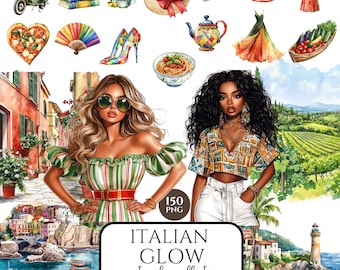 Acuarela de Italia en verano, arte de viajes por el Mediterráneo, azulejos italianos y limones PNG, imágenes prediseñadas de la Toscana, pegatinas digitales, uso comercial