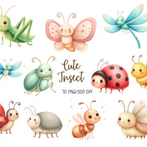 Imágenes prediseñadas de bichitos lindos, imágenes prediseñadas de insectos, imágenes prediseñadas de primavera, imágenes prediseñadas de criaturas del jardín, imágenes prediseñadas de acuarela de abejas, imágenes prediseñadas de cumpleaños de bichos