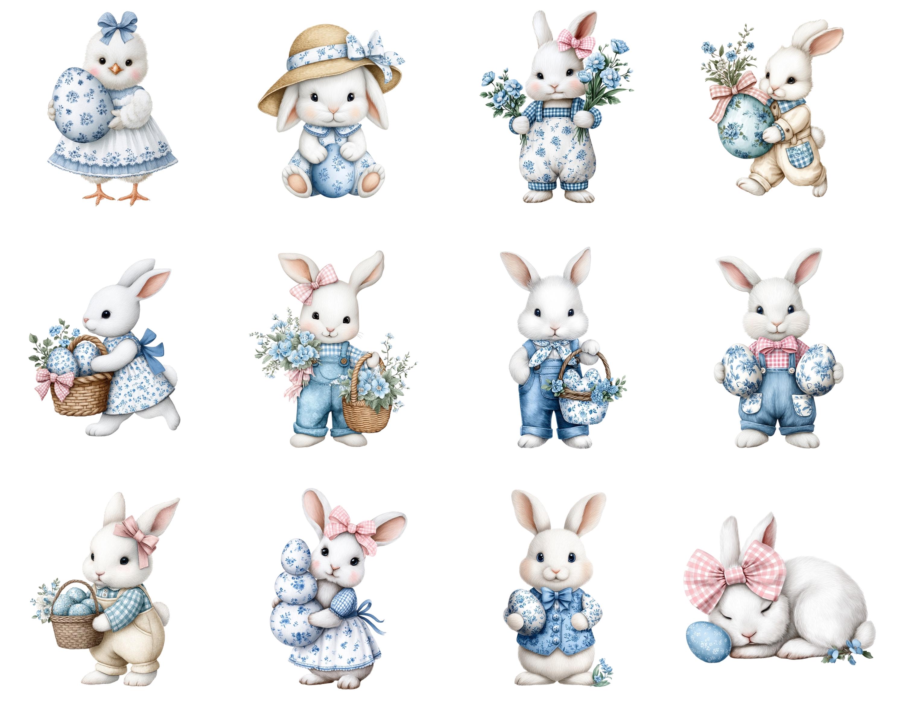 Easter Clipart – Spring Bunnies Cottagecore Grandmillennial Chinoiserie ...