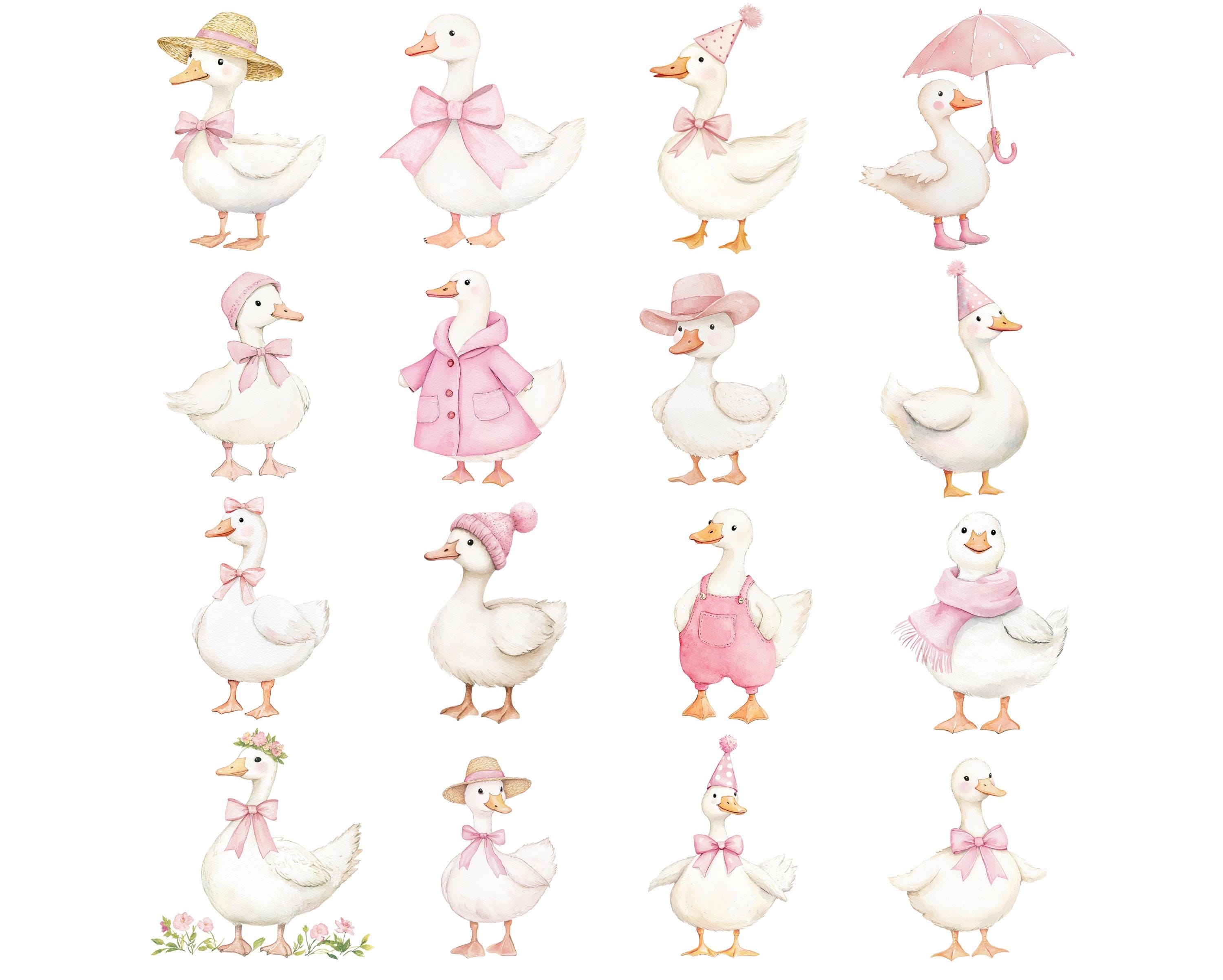 Watercolor Girly Goose Clipart, Pink Silly Goose PNG, Coquette Nursery ...