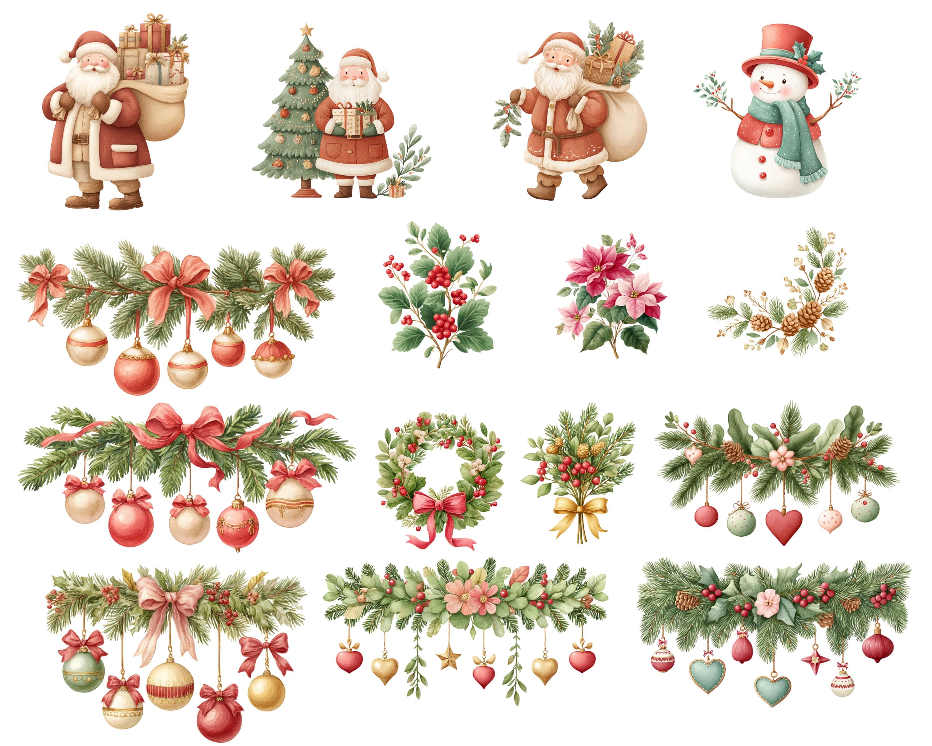 Watercolor Christmas Clipart Set | Cute Santa’s Village With Reindeer ...
