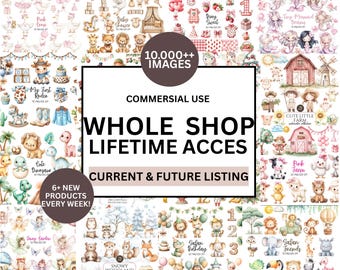Whole Shop Clipart Bundle – All Access Watercolor PNG Mega Pack – 10.000+ Images, Lifetime Access, Commercial Use License, Future Updates