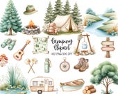 Camping clipart bundle, outdoor activities PNG,hiking vacation, mountain forest, campfire, nature decor, digital download