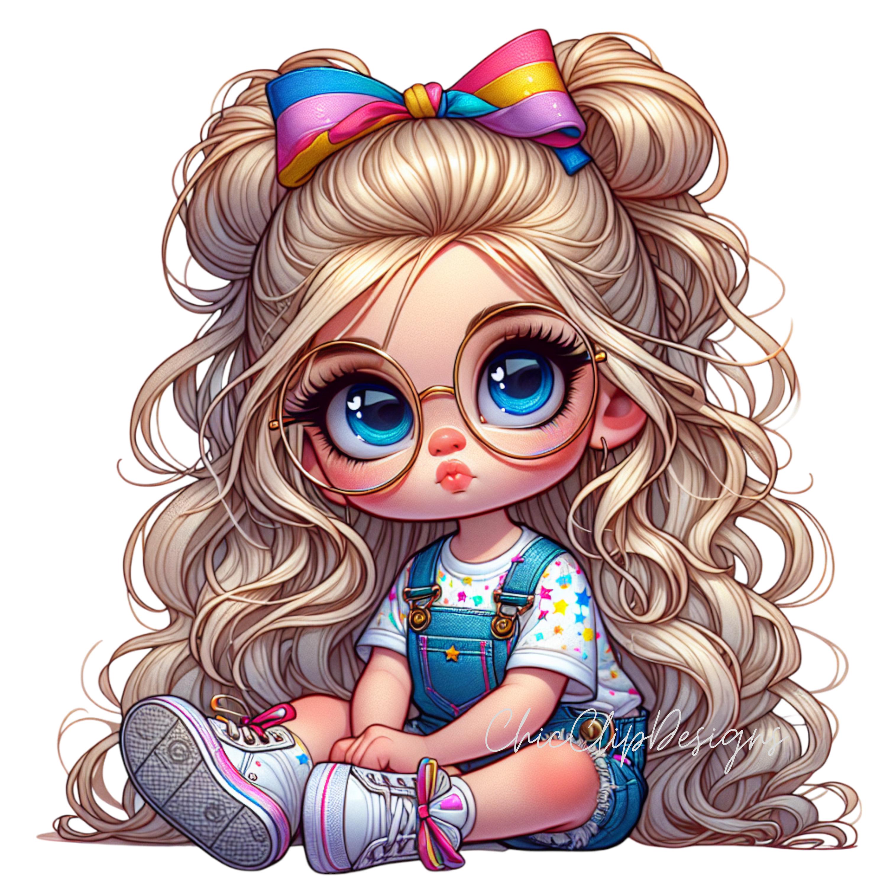 15 PNG Quirky Cute Little Girl Clipart Bundle, Whimsical Illustration ...