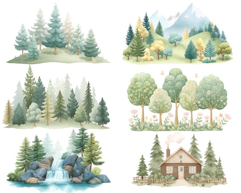 Woodland Baby Animals Clipart Bundle, Watercolor Forest Animal PNG ...