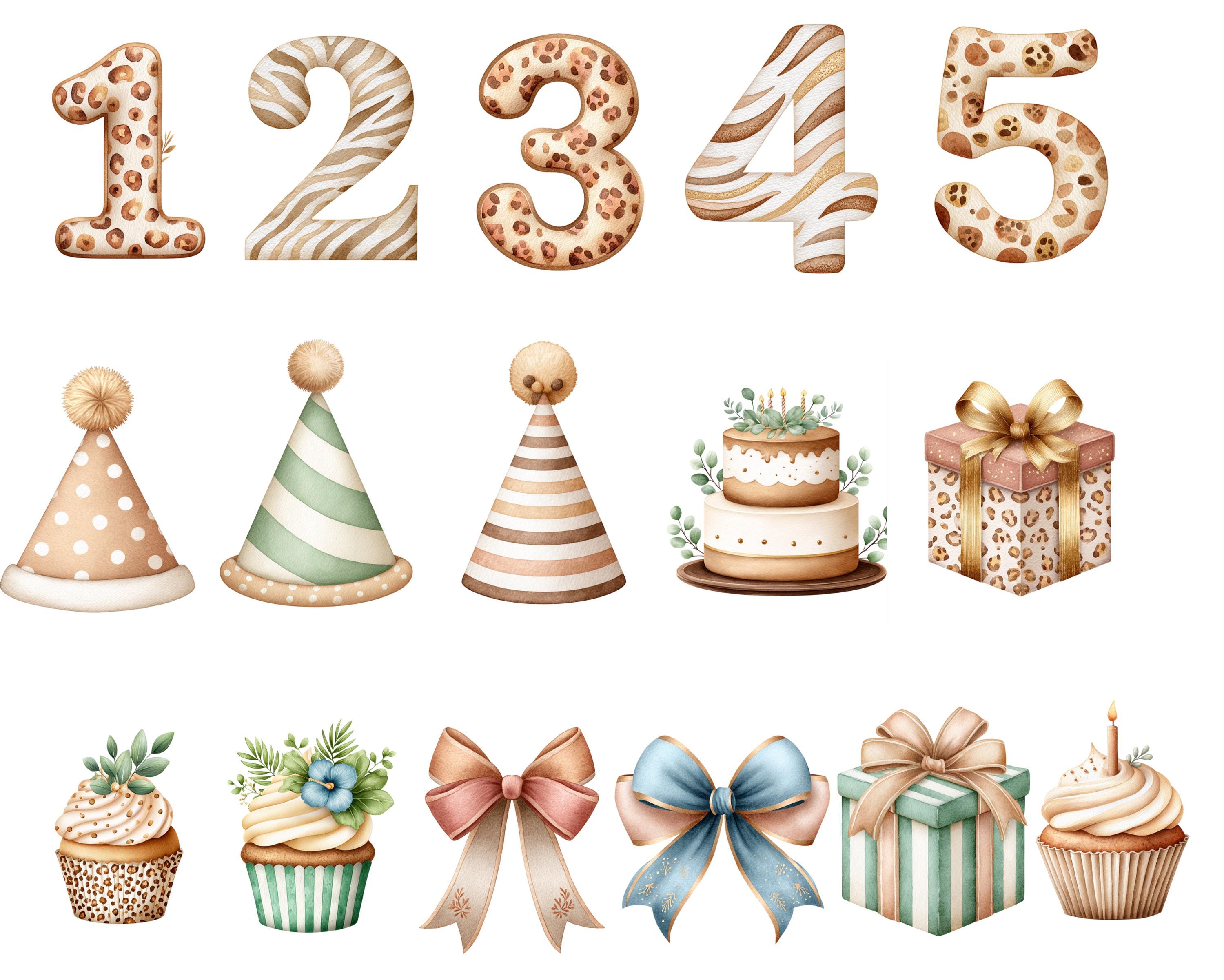 Safari Birthday Party Clipart, Wild One, Cute Boho Jungle Animals PNG ...