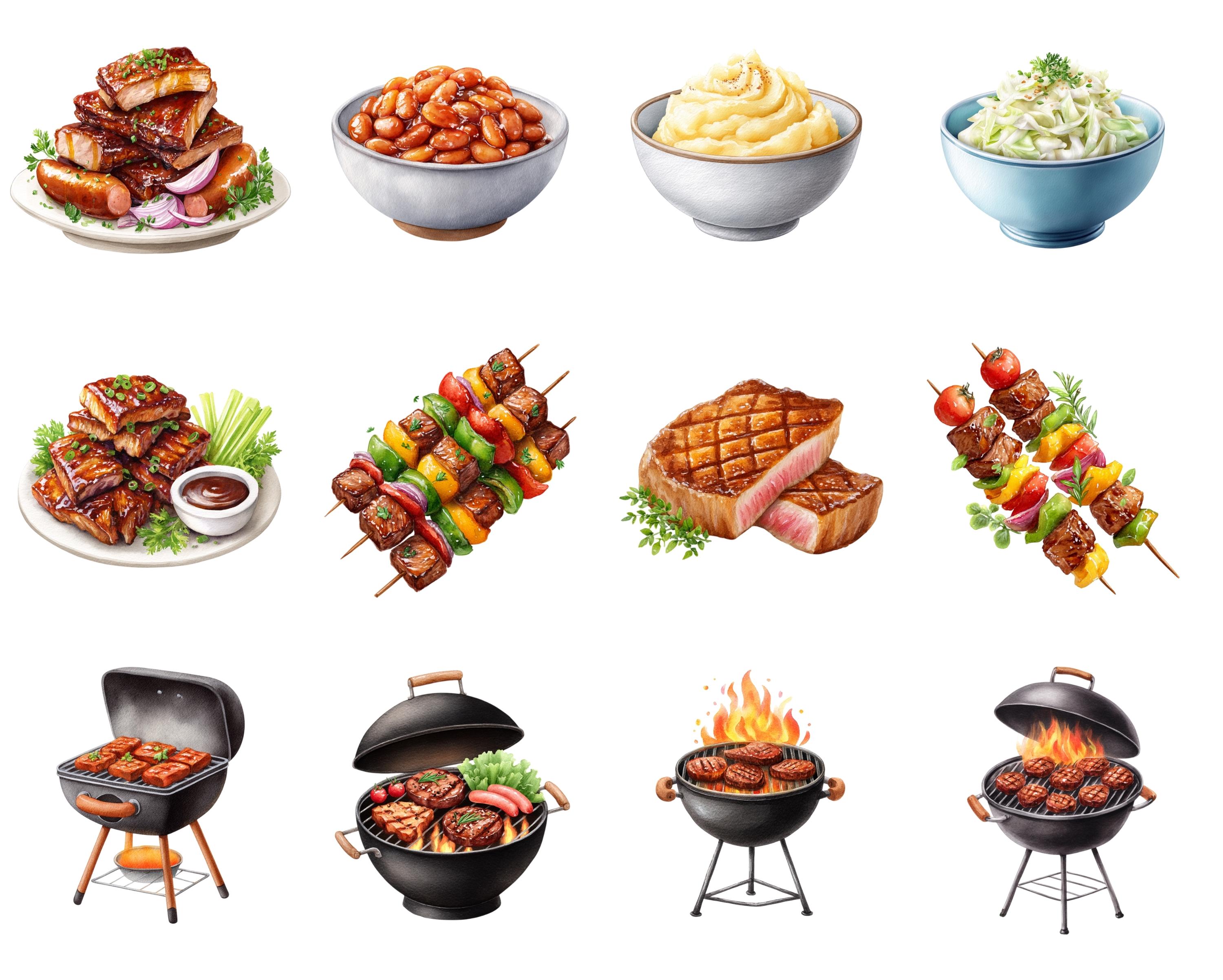 Barbecue Clipart, Summer BBQ Graphics, Grill Party Essentials, Food and ...
