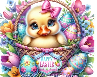 20 PNG Easter Duck Clipart Bundle, Cute Spring Duck PNG, Watercolor Easter Clipart, Baby Duck Illustration, Digital Download
