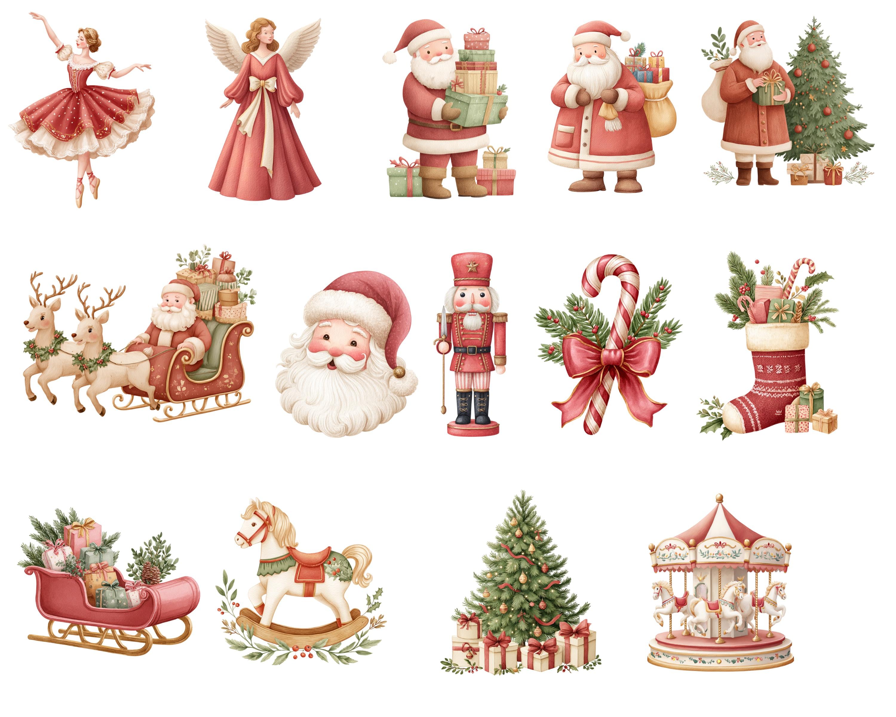 Watercolor Christmas Clipart Set | Cute Santa’s Village With Reindeer ...