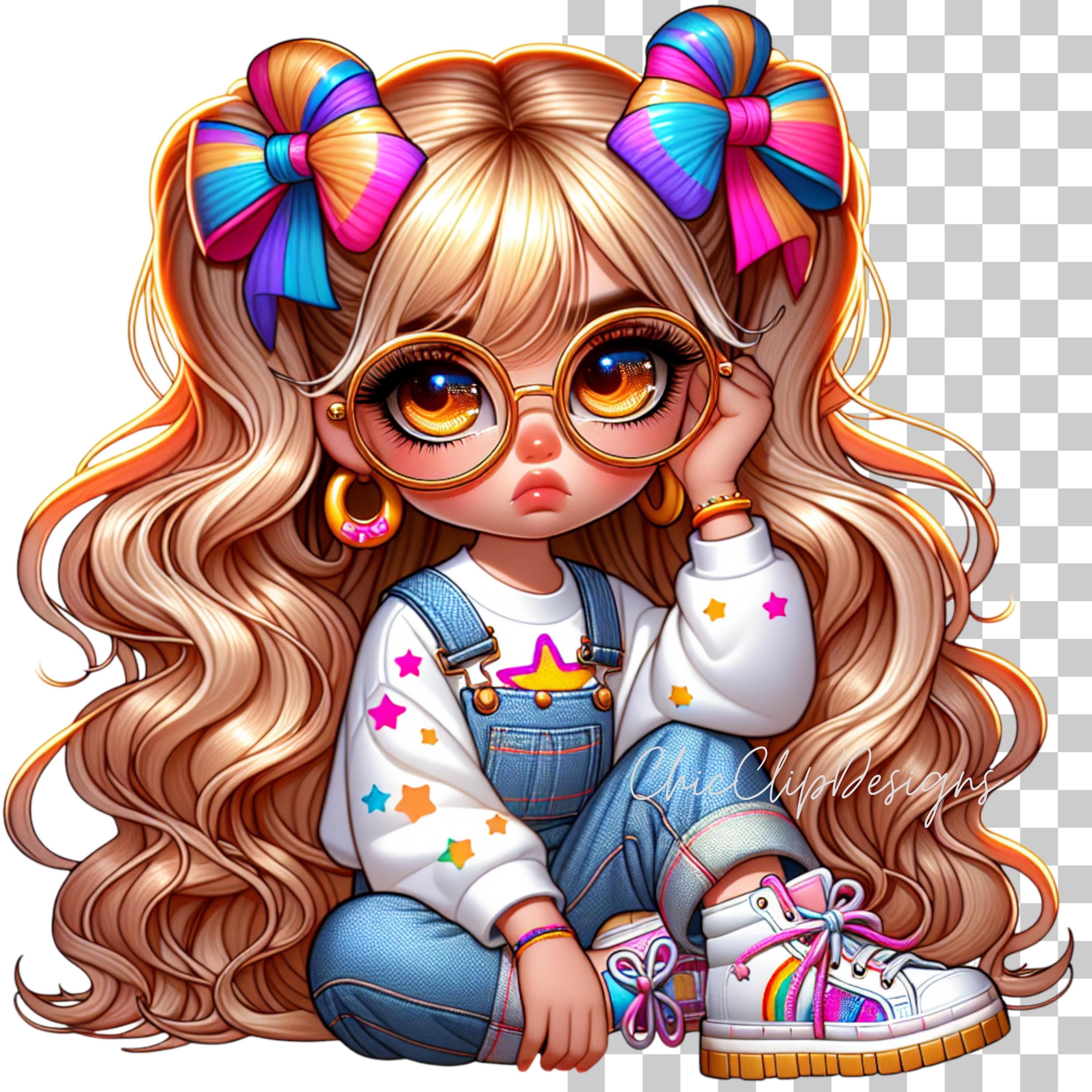 15 PNG Quirky Cute Little Girl Clipart Bundle, Whimsical Illustration ...
