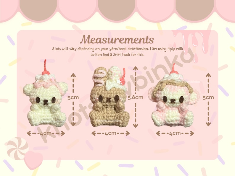 Sweet Musketeers PDF Crochet Pattern (dessert Bun-bun, Bear, Monkey) - Etsy