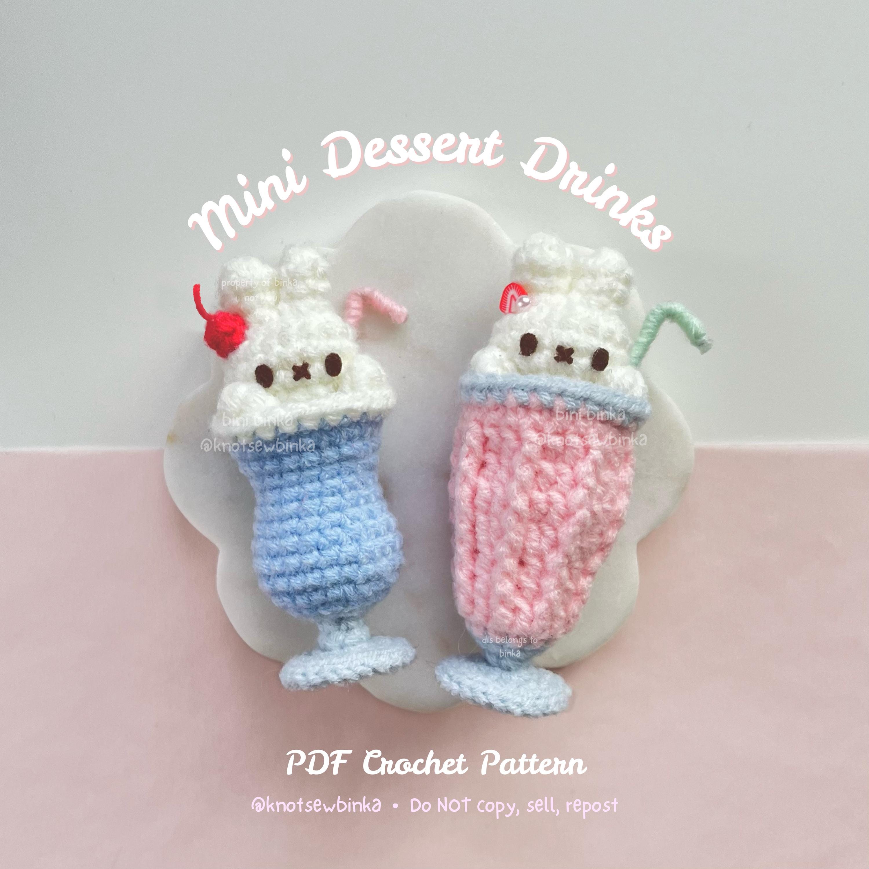 Mini Dessert Drinks Crochet Pattern with Bunny Theme