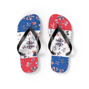 Patriotic Flip Flops: Red White Blue 4th of July Beach Sandals