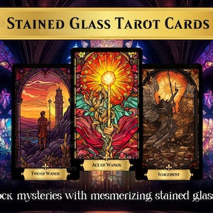 Stained Glass Tarot Deck, Stained Glass Art, 78 Tarot Cards, Tarot Deck with Guidebook, Stained Glass, Spiritual Reading, Unique Tarot Deck