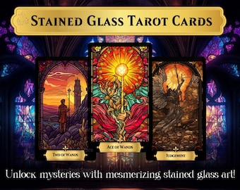 Stained Glass Tarot Deck, Stained Glass Art, 78 Tarot Cards, Tarot Deck with Guidebook, Stained Glass, Spiritual Reading, Unique Tarot Deck