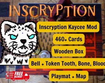Jogo de cartas Inscryption • Jogo de cartas Mod de Kaycee • Mais de 460 cartas • Com tapete de jogo e mapa • Jogos de cartas colecionáveis • Carta Stoat • Cryptid (atualizado!)