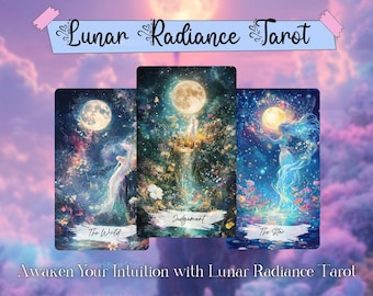 Lunar Radiance Tarot Card Deck, Lunar Radiance Art Tarot Card, 78 Tarot Cards, Tarot Deck with Guidebook,Lunar Tarot Cards,Unique Tarot Deck