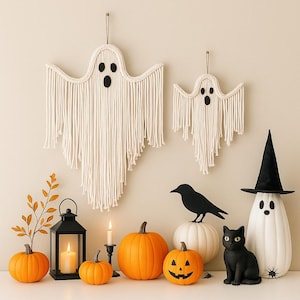 Spooky Wall Art, Gothic Decoration, Hanging Decoration, Macrame Ghost, Witchy Deco, Spooky Wall Art, Gifts For Goths, Hanging Decoration