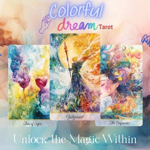 Colorful Tarot Cards, Colorful Dream Tarot Deck, 78 Tarot Cards, Tarot Deck with Guidebook, Tarot Gift, Spiritual Reading, Unique Tarot Deck