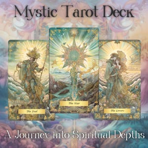 Mystic Depth Tarot Cards, Mystic Tarot Deck, 78 Tarot Cards, Tarot Deck with Guidebook, Beginner Tarot Deck,Divination Set,Unique Tarot Deck