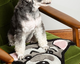 Custom Pet Tufted Rug with Name | Hand-Tufted Portrait Carpet | Personalized Plush Pet Face Mat