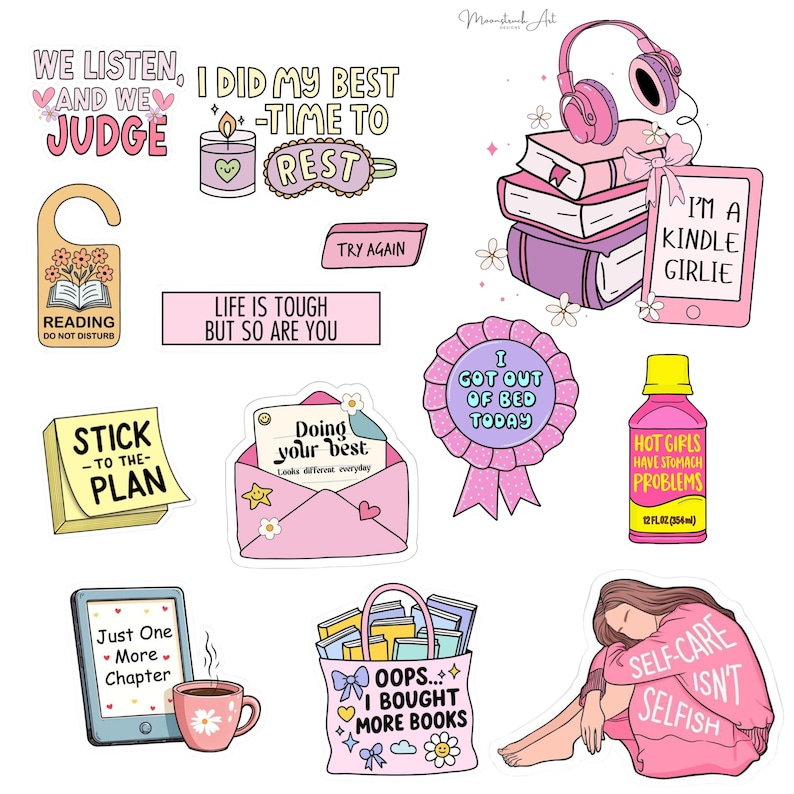 150+ Girly Aesthetic Stickers Pink Kawaii Digital and Printable PNG ...