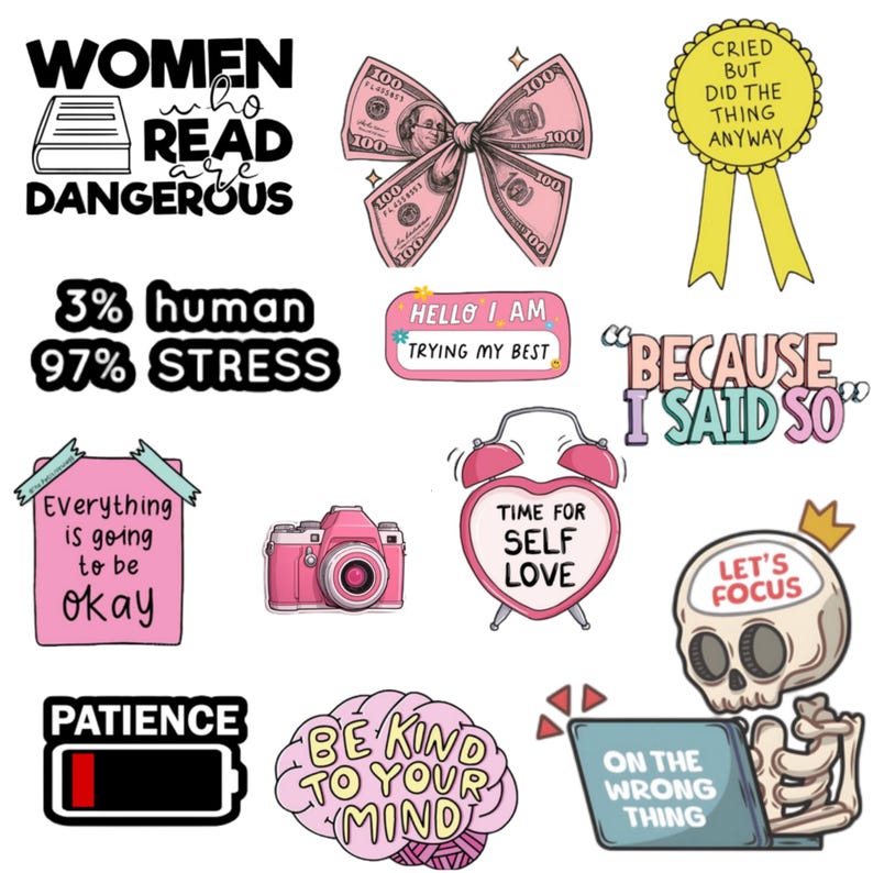 100+ Girly Stickers PNG, Cute Aesthetic Quote Stickers for iPad ...