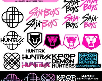 K Pop Demon Hunter Stickers Bundle PNG, Kpop Demon Hunters Anime Stickers Pack, Kpop Fan Sticker PNG for Laptop Phone Merch