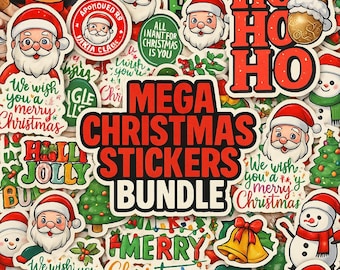 Merry Christmas Sticker Bundle: Festive Holiday Scrapbooking Stickers