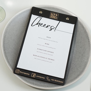 Spersonalizowana teczka na menu restauracji, okładka na menu kawiarni i baru, uchwyt na menu z logo, tablica na menu drinków, schowek na menu,