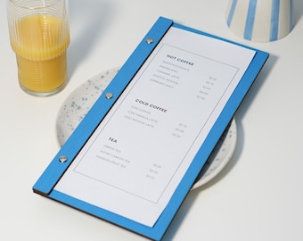 Suporte de cardápio de madeira com logotipo personalizado: Lista de bebidas para restaurante, café, bar