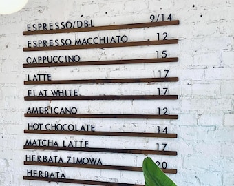Painel de Menu de Parede | Quadro de Letras Intercambiáveis para Cafés | Expositor de Menu de Madeira para Barbearia