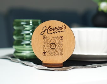 Placa de menu de código QR de madeira personalizada