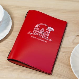 Portamenús de cuero, Menú con logotipo grabado, Carpeta de menú de restaurante, Funda de cuero para menú, Carpeta de menú A4 A5, Menú de restaurante personalizado