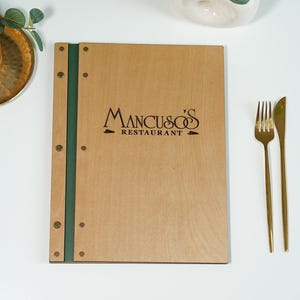 Chemise de menu de restaurant, couverture de menu personnalisable, folio de menu en bois, tableau de menu personnalisé, support de menu avec logo gravé