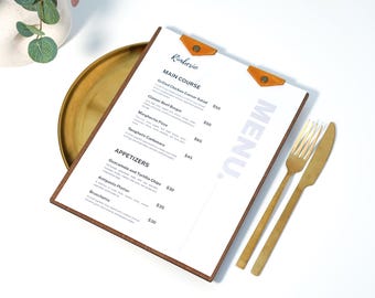 Personalized Wooden Menu Board, Restaurant Menu Clipboard with Logo