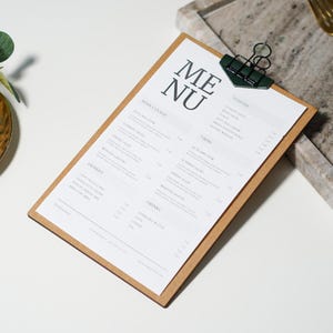 Schowek na menu, spersonalizowany folder na menu restauracji, okładka na menu kawiarni i baru, deska drewniana, uchwyt na menu z logo, tablica na menu napojów,