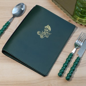 Portamenús de cuero con anillas, Menú con logotipo grabado, Carpeta para menú de restaurante, Funda de cuero para menú, Carpeta para menú A4 A5